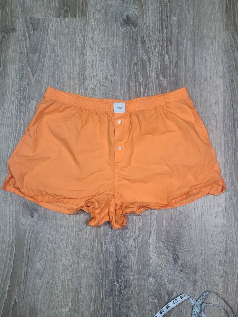 Tna Aritzia Orange Dally Poplin Cotton Elastic Waist Boxer Lounge Shorts Size XL